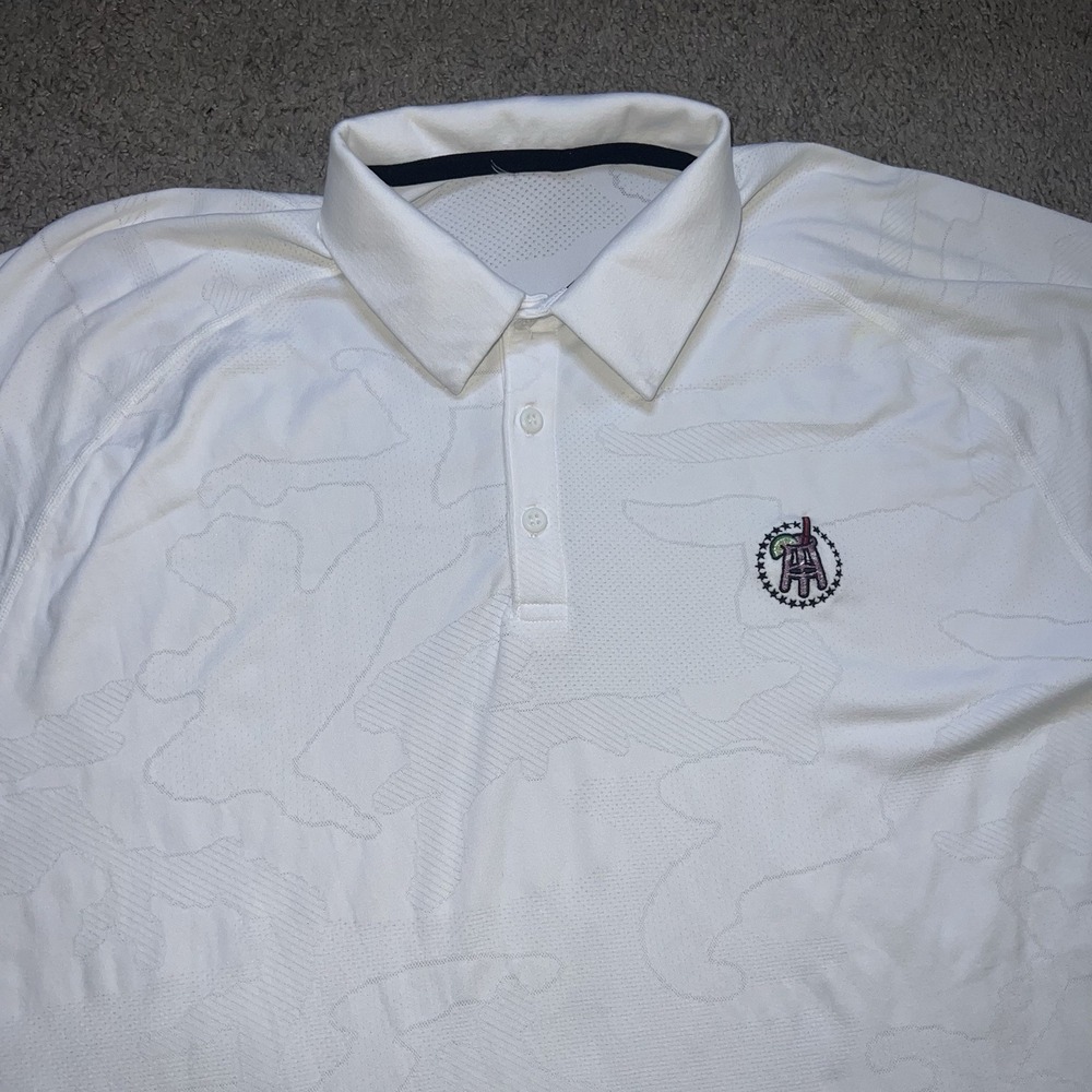 UNRL Barstool Sports Polo Shirt Mens XL Golf Camo White Jacquart Golf Preppy